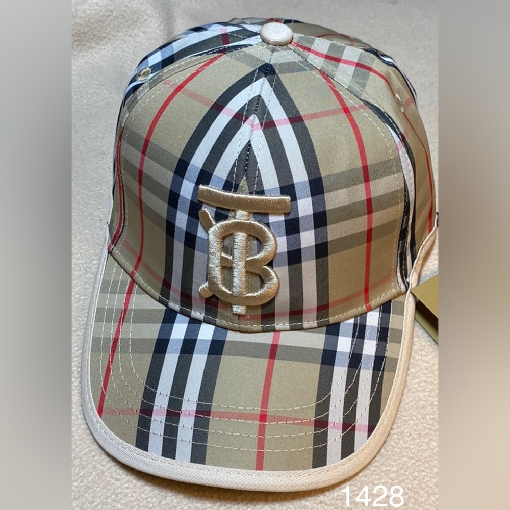 Burberry Beige and Red Checkered Cap